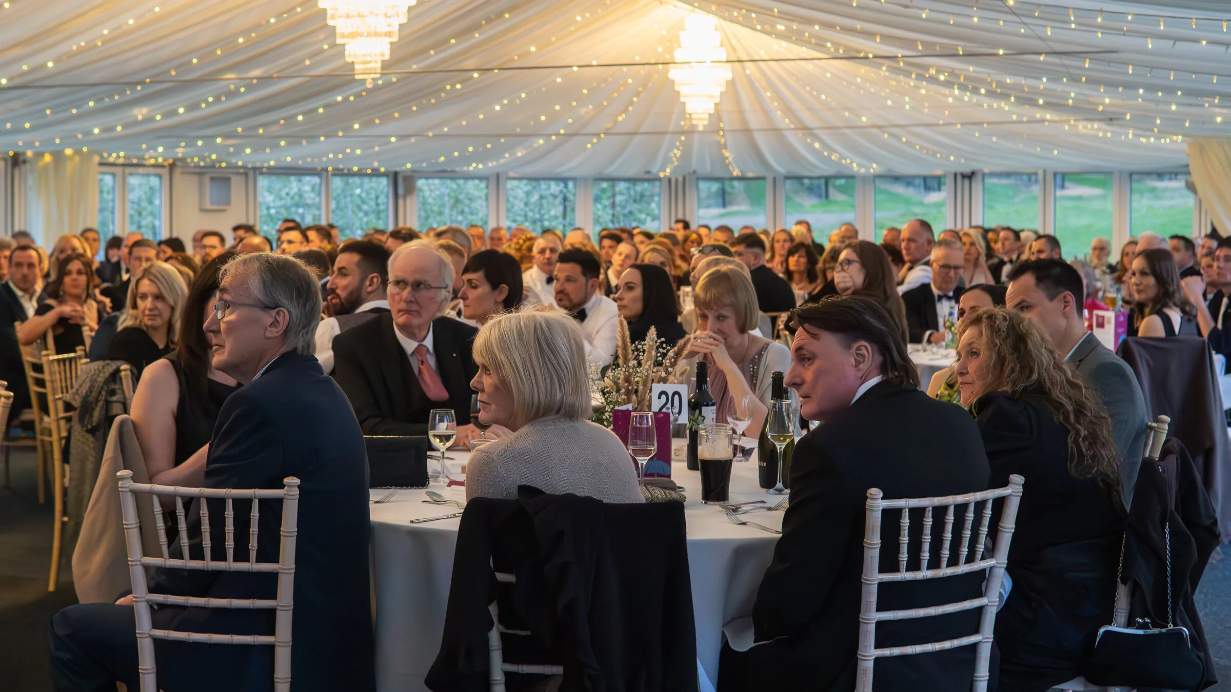 A corporate event in full swing in the pavilion at The BarnYard