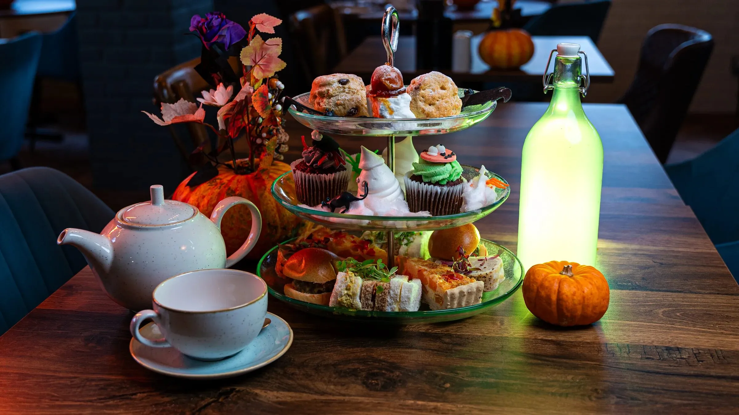 A spooky Halloween afternoon tea at The BarnYard, with pumpkins and treats