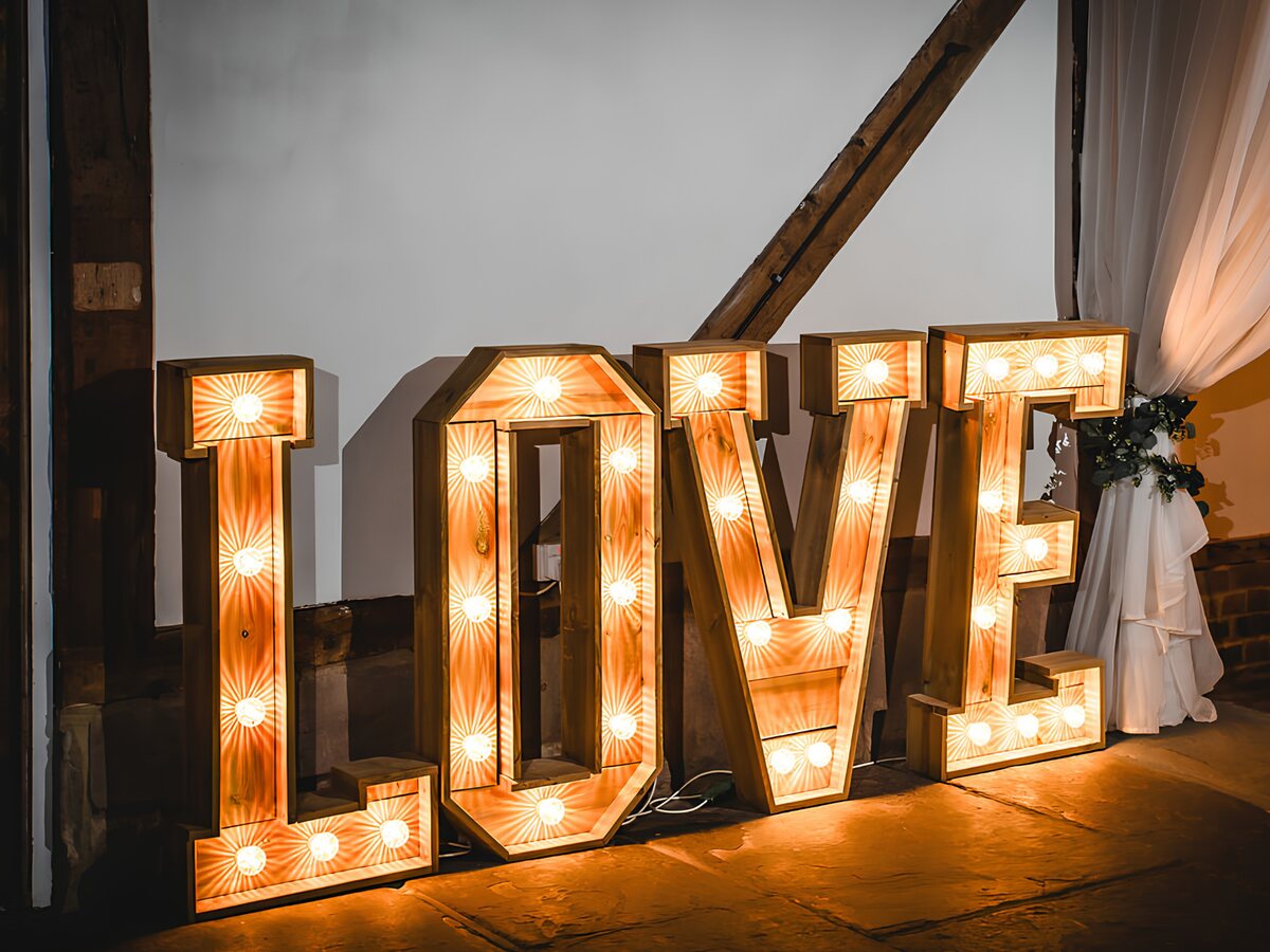 Wooden Light-Up LOVE Letters at The BarnYard
