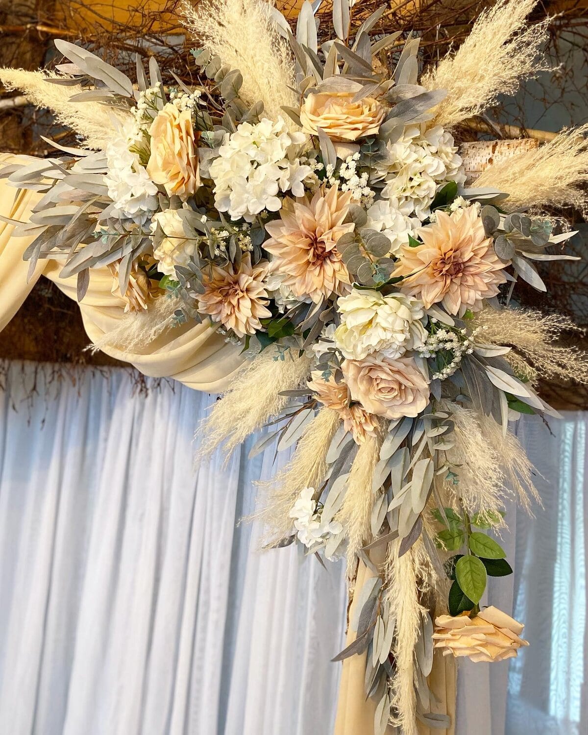 Floral styling for an Apple Barn reception