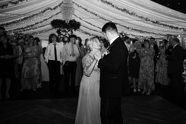 A first dance in black and white