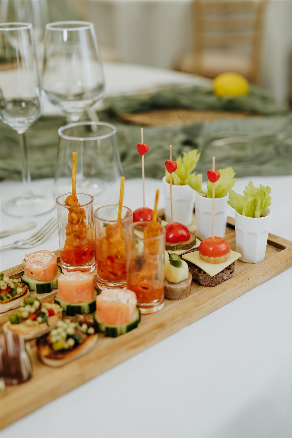 Caprese canapé bites at a reception