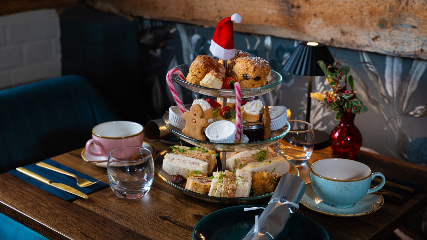 Festive desserts on a tiered stand