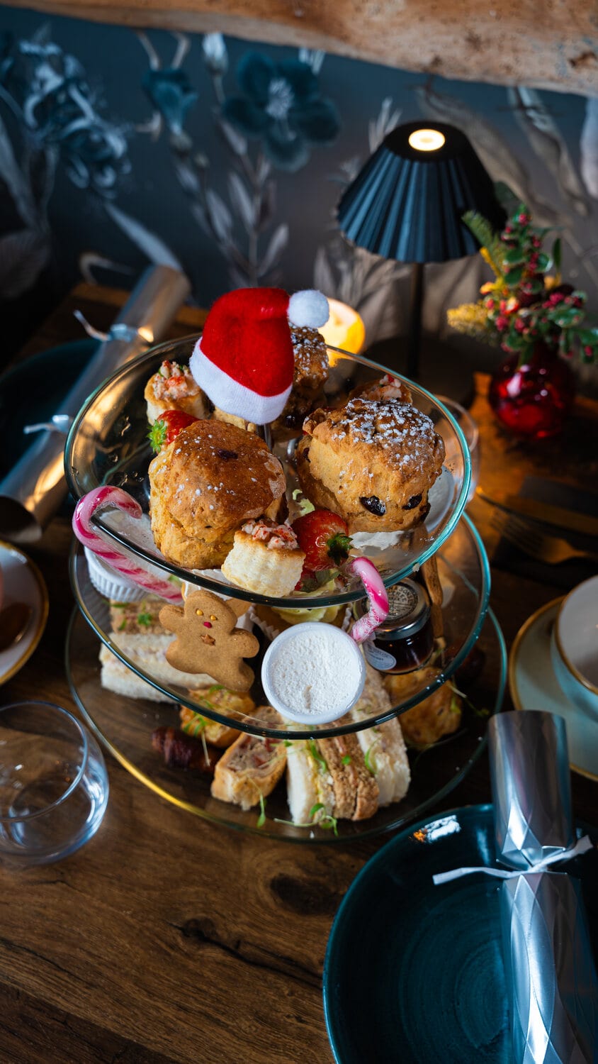 A gingerbread man with festive treats
