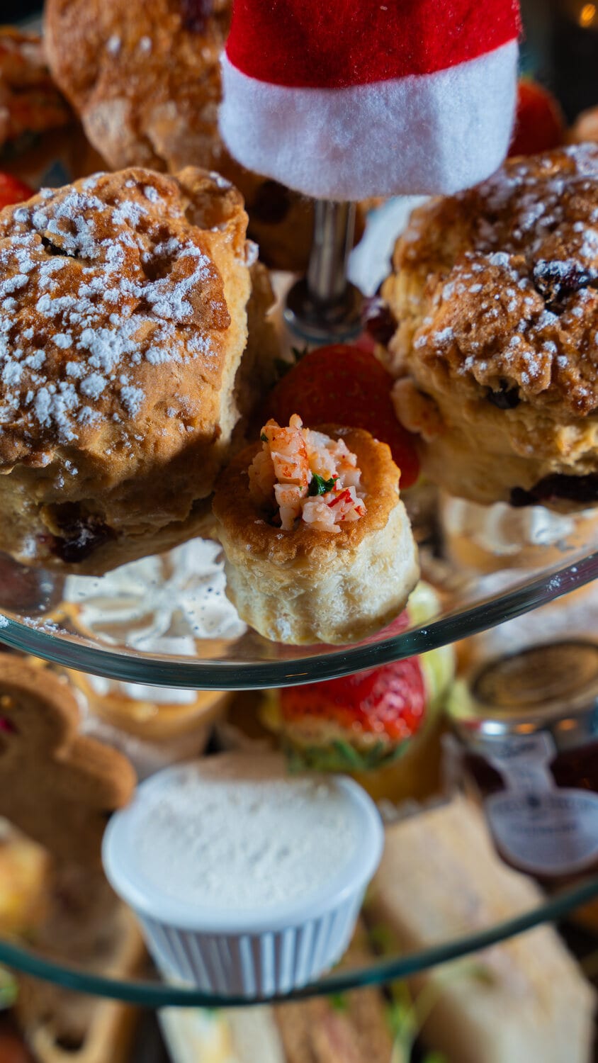 A Christmas dessert with seasonal decoration
