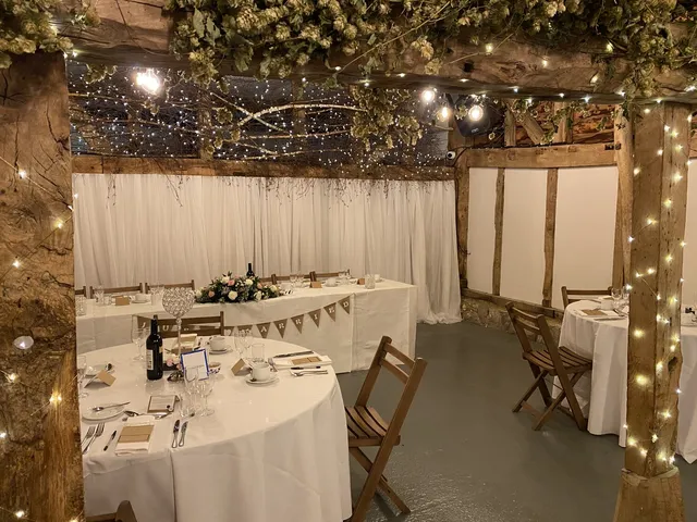 The Roost set for a private celebration with white linen and bunting