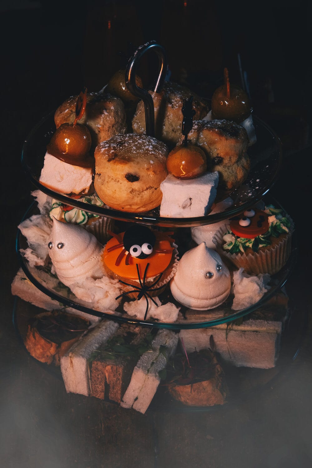 A spooky Halloween high tea tiered stand at The BarnYard