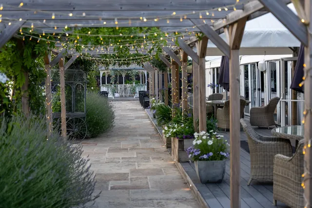 The Lavender Walk pergola in full summer bloom
