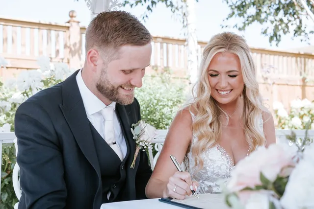 Signing the register at the gazebo