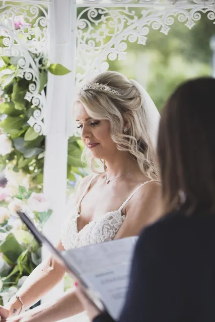 A bride during the ceremony reading