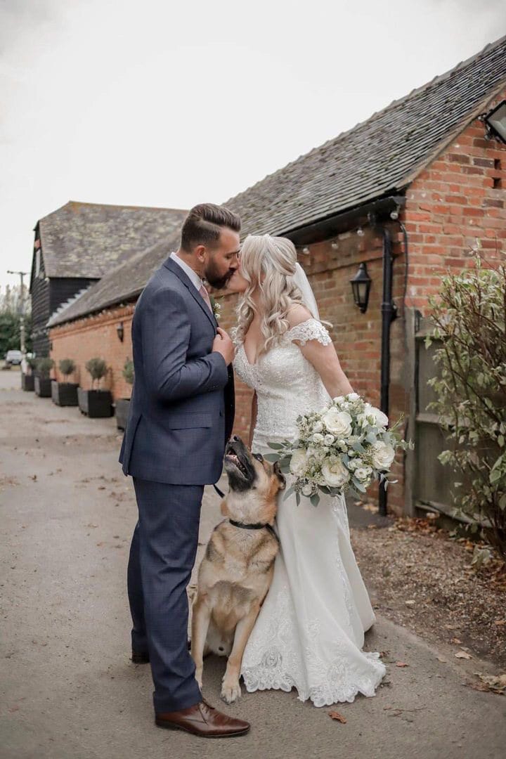 A four-legged guest with the newlyweds