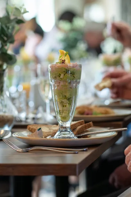 A prawn cocktail served in a tall glass