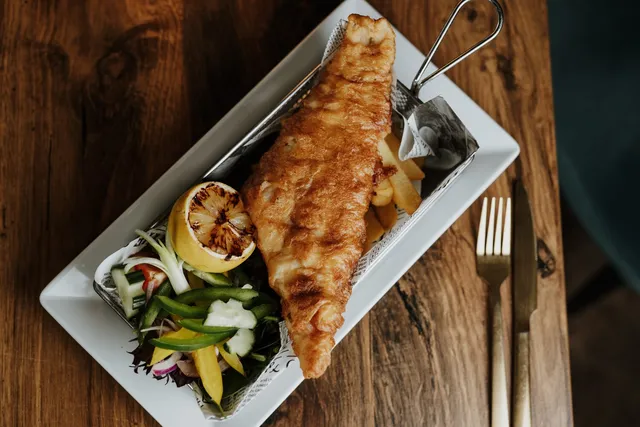 Beer battered fish and chips