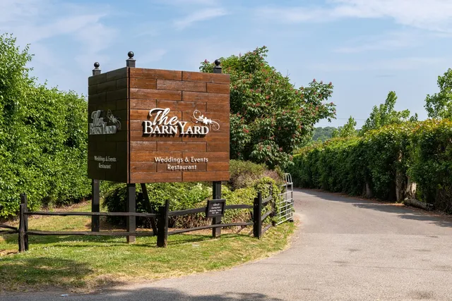 The BarnYard sign at the entrance in summer