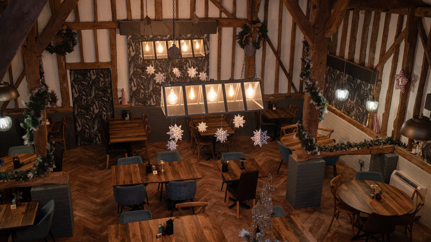 A table set in The Rooster restaurant