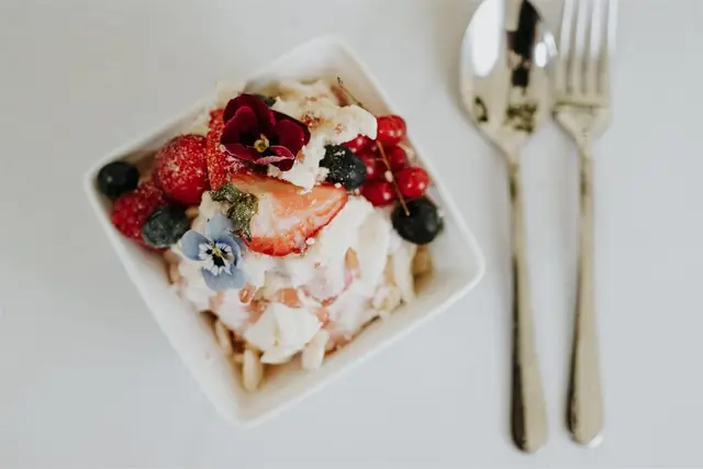Wild berry Eton mess served at the wedding breakfast