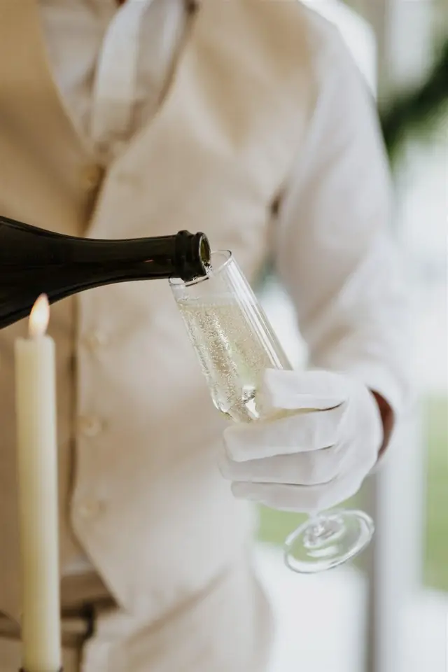Prosecco poured for the wedding toast