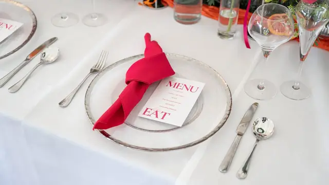 A place setting dressed for the wedding breakfast