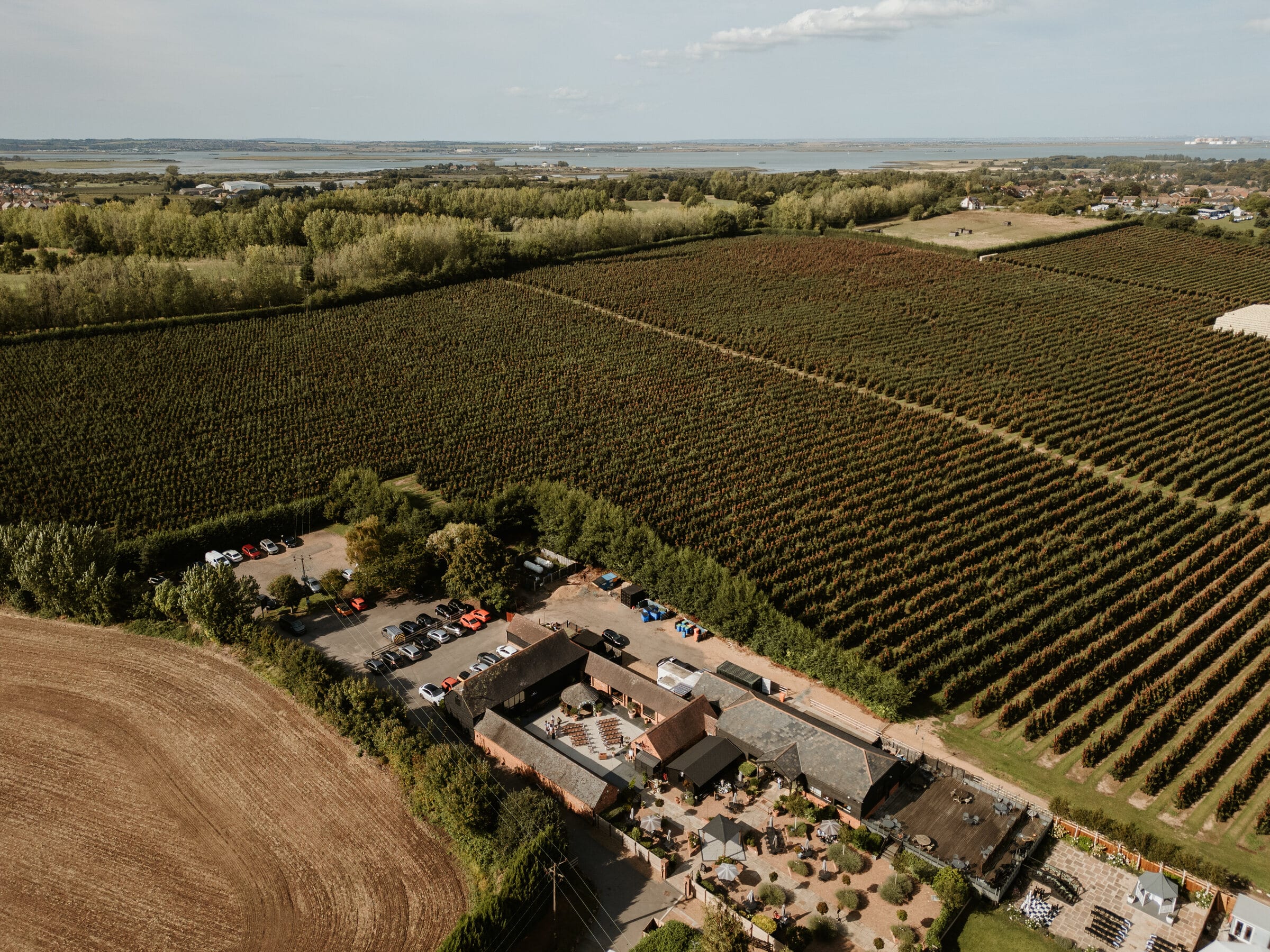 An aerial view of The BarnYard and its orchards in Kent