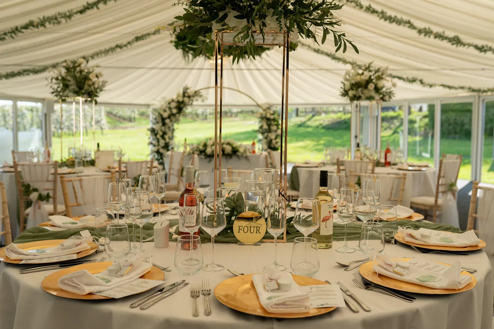 An evening reception glowing with fairylights at The BarnYard
